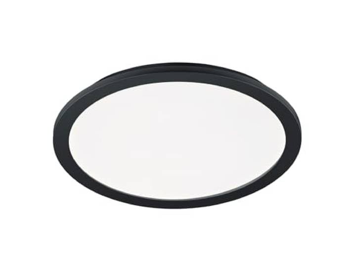 Reality Leuchten R62922432 Camillus Plafonnier LED en plastique noir mat et acrylique blanc avec LED 24 W