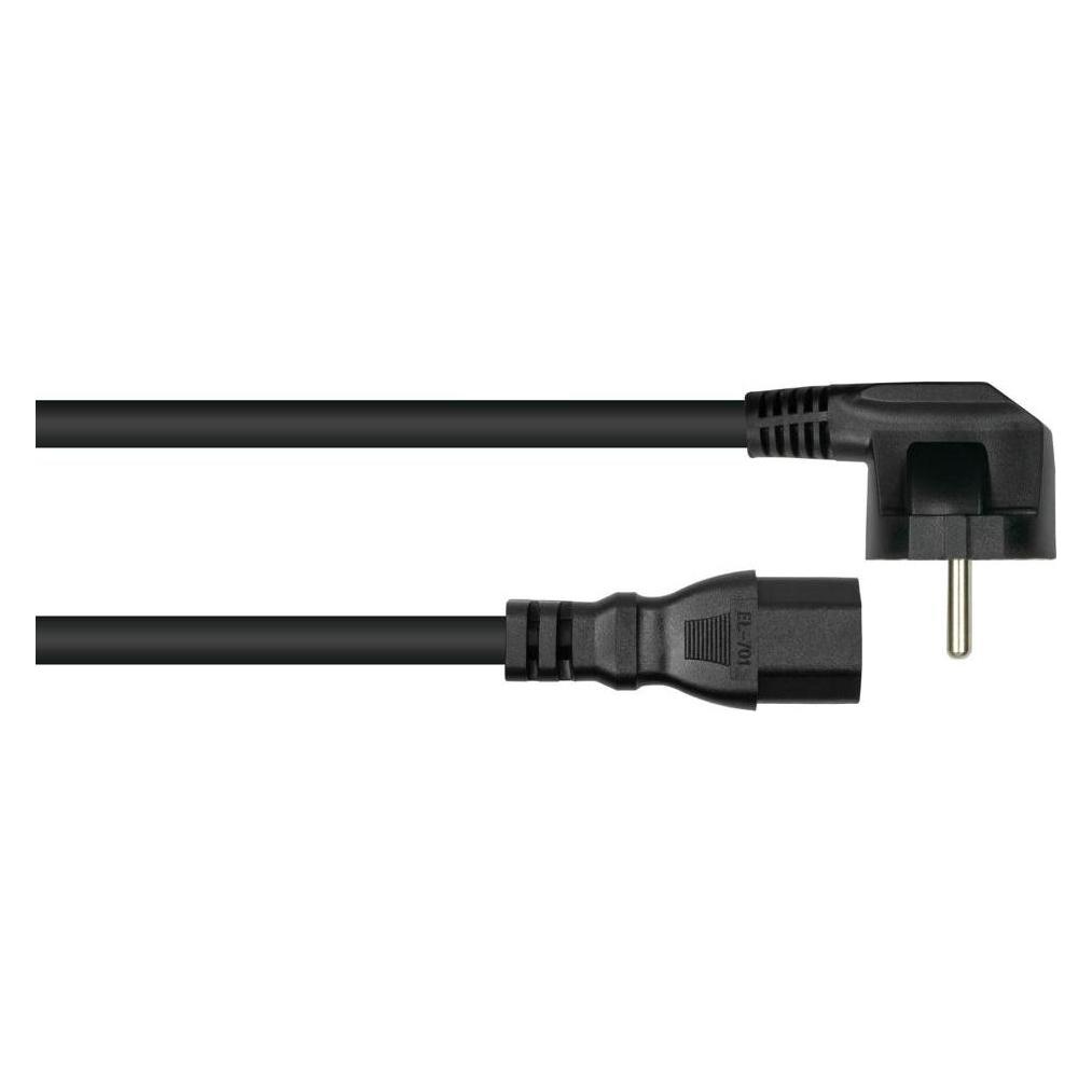 Kabelmeister Netzkabel Schutzkontakt-Stecker Typ E+F (90° gew.) an Warmgeräte-Buchse C15, schwarz (1.80 m) (SK0150-S018)