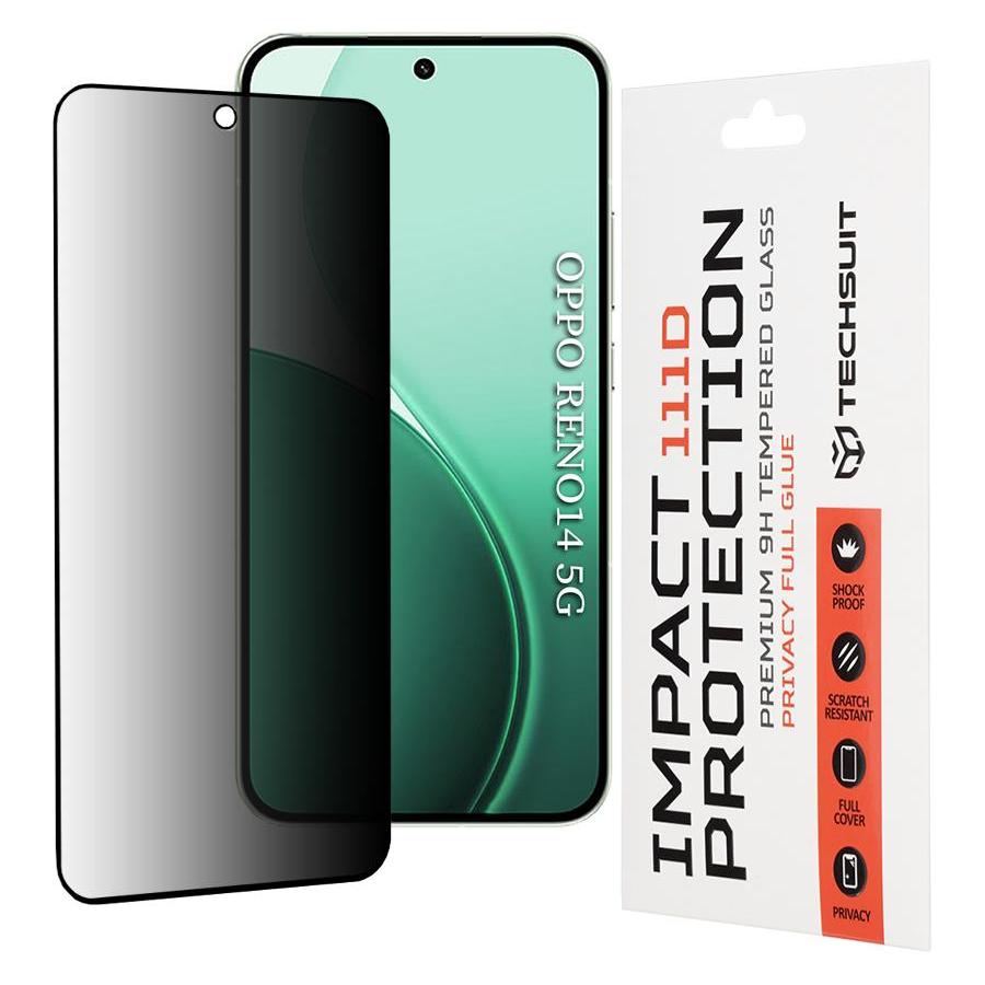 Techsuit - 111D Privacy Full Glue - Oppo Reno14 - Black (1 Stk., Oppo Reno14) (65113306)