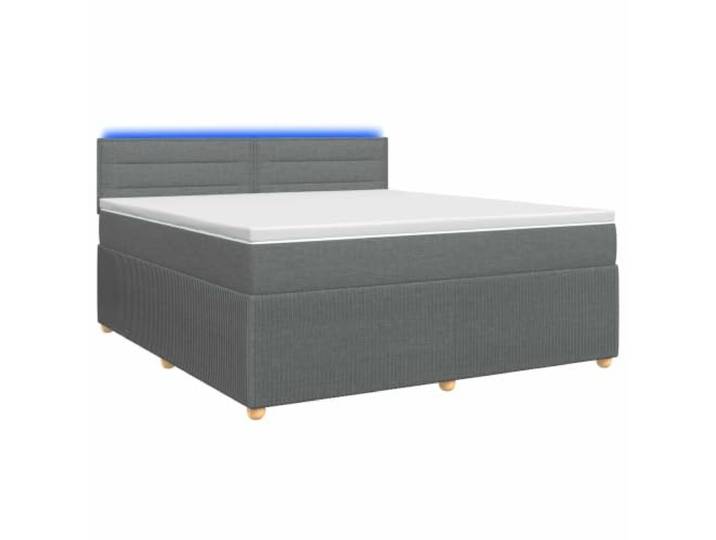 KTHLBRH Boxspringbett mit Matratze dunkelgrau 140 x 200 cm Verstellbares Kopfteil, mehrfarbige LED-Lichter, Taschenfedern, Holz, abnehmbare Bezüge