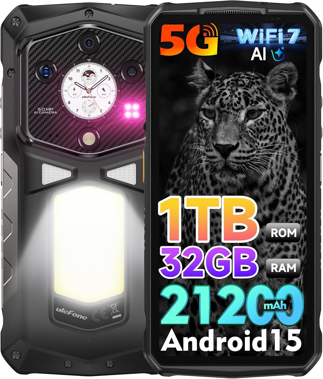 Ulefone Armor 29 Ultra Outdoor Handy 5G AI Smartphone 32GB+1TB, 6,67" FHD+ 120Hz AMOLED+1,04" Android 15, 21200mAh 120W 64MP Nachtsicht /WiFi7/NFC