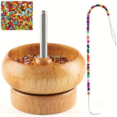 müheloser Holzperlenspinner für die Herstellung von DIY-Schmuck, handgefertigter Holzarmbandspinner mit Metallperlennadel, perfekt zum Erstellen von bunten Samen Armbänder aus Tonperlen