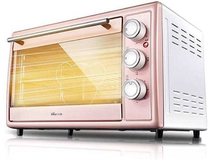 RKYRRKI 30 l 3-Schicht-Arbeitsplatten-Toaster, Mini-Pizzaofen, Röster, Rotisserie-Ofen, einfache Ofenmischungen, Backformen für Ofen, rosa