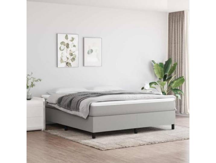 RJPLMFV Komplettes Bett mit Matratze, hellgrau, 160 x 200 cm Lattenrost aus Holz, Taschenfedern, feste Unterstützung, atmungsaktiver Stoff