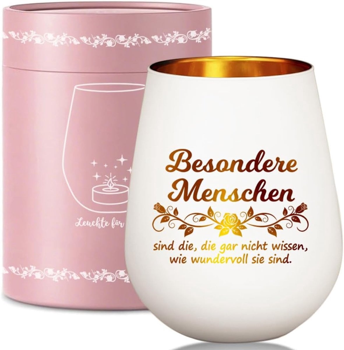 Glazen Windlicht met Gravure en Geschenkdoos voor Tealight