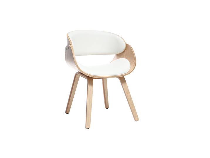 Design-Stuhl Weiß und helles Holz BENT