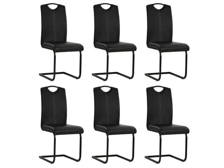 6x Chaise de Salle à Manger Cantilever Noir Chaise à Manger Cuisine 275463