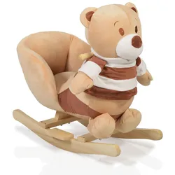 Plüsch Schaukeltier Bär braun WJ-635, Handgriffe aus Holz ab 12 Monate