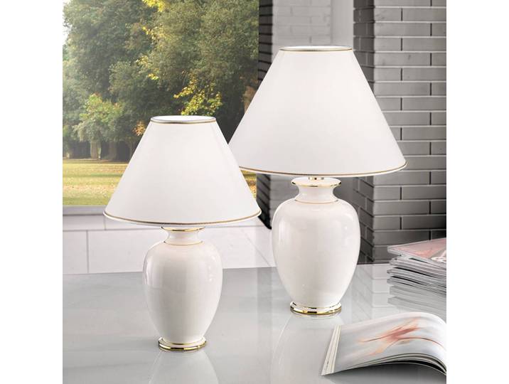 austrolux Tischlampe Giardino Avorio, weiß / opal, für Wohn- / Esszimmer, Keramik, Landhaus / Rustikal, Tischlampe