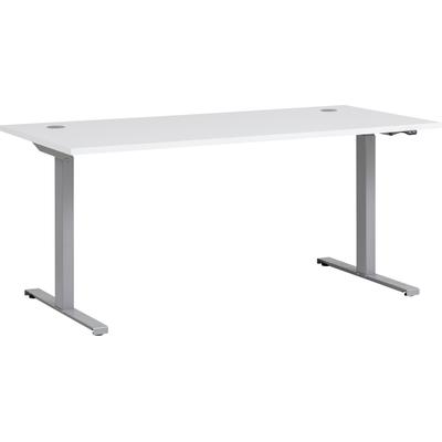 Schreibtisch SCHILDMEYER "Serie 1600", weiß (kreideweiß, silber, kreideweiß), B:160cm H:70,5cm T:75cm, Tische, Schreibtisch, Solide Verarbeitung - Dieses Produkt ist in Deutschland gefertigt