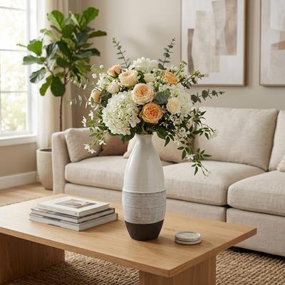 Sagebrook Home Modern Textured Bottle Stoneware Vase - Gray & Black