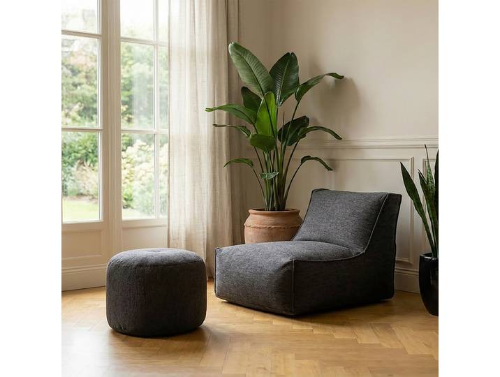 Sitzsack Grau Webstoff Roge 65 x 65 x 100cm