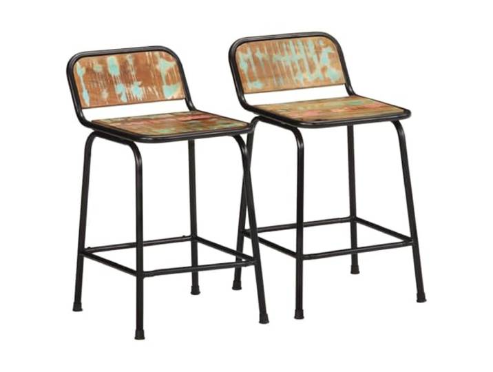 Kaorsrow Barhocker 2er Set, 46x35,5x70 cm Tresenhocker Massivholz Metall Industrie-Design mit Rückenlehne und Fußstütze für Küche, Essbereich und Hausbar, jedes Unikat bis 110 kg belastbar.