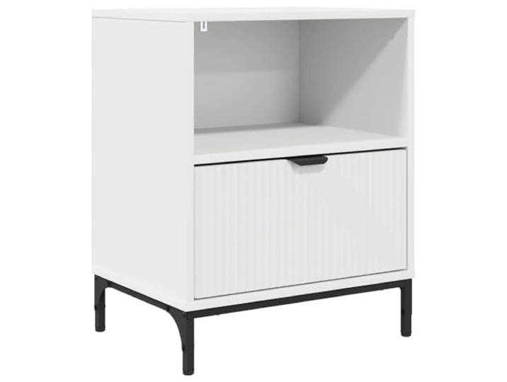 KUPTYERFG Nachttisch Weiß 49x36x61 cm Beistelltisch mit Schublade Moderner Beistellschrank fürs Schlafzimmer mit Fach und Metallbeinen für Bücher und Dekoration.