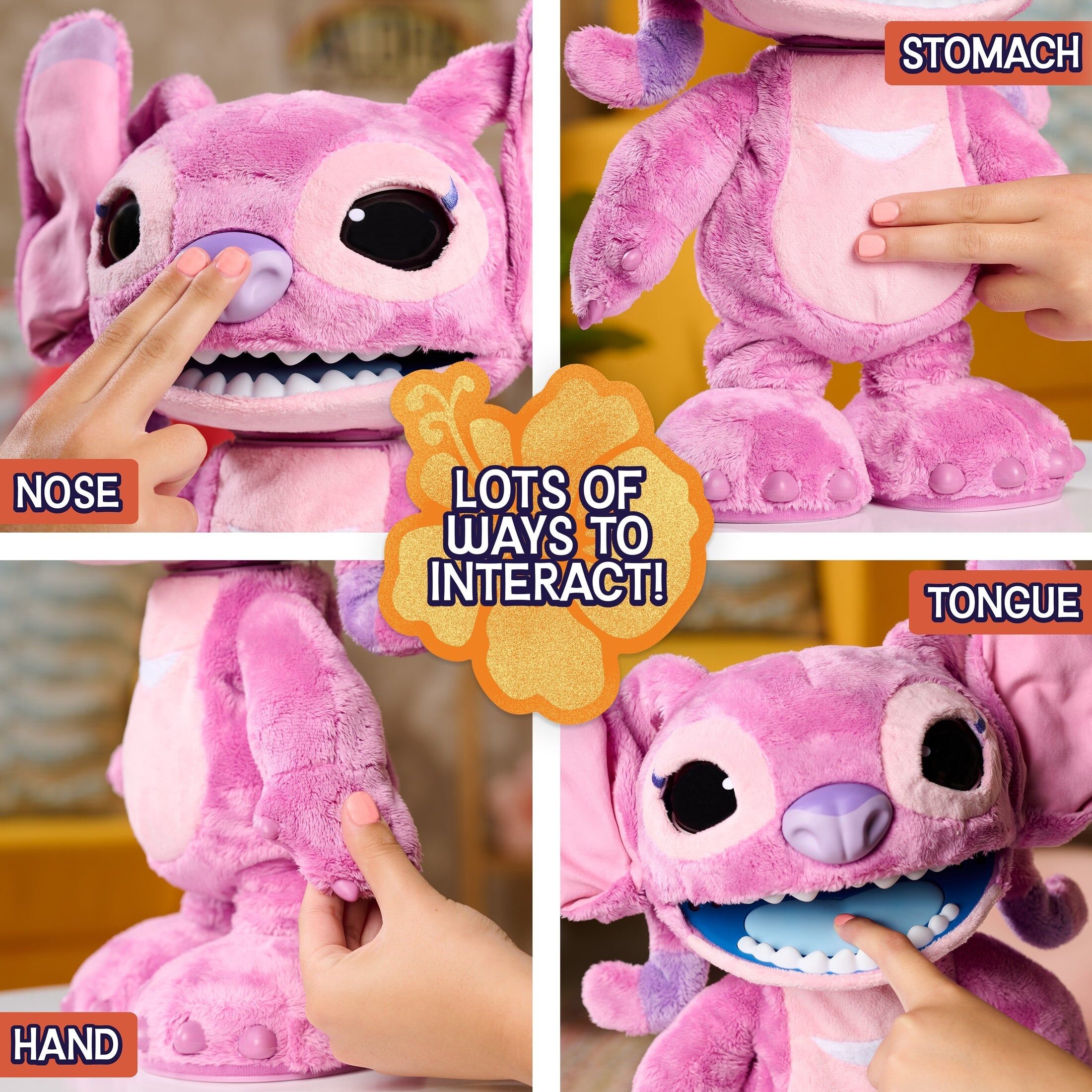 Just Play Disney Stitch Ultimate Angel Interactive Feature Plush for Kids - 43cm Tall - Pink - Includes Try Me Mode & Sleep Mode - 6 AA Batteries Included