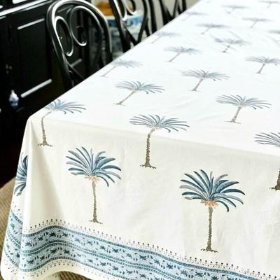 Decor Mantra Square Tablecloth- Palm Tree Blue