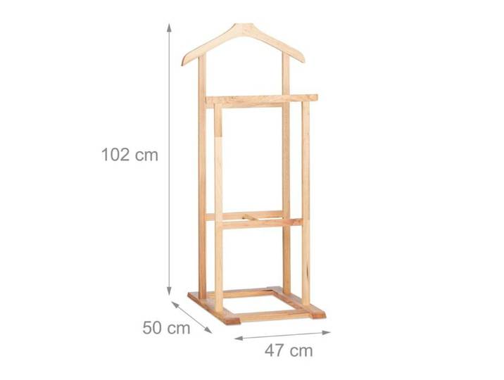 Valet portant de chambre porte vêtements sur pied 102 cm en bois 13_0002918