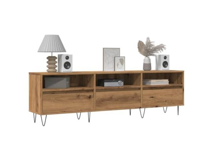 HEFZGDB TV-Schrank Altholz-Optik 150x30x44,5 cm Holzwerkstoff mit 6 Fächern und Eisenbeinen für Stauraum, Stabile Tischplatte, Wohnzimmer Sideboard Aufbewahrung Möbelstück