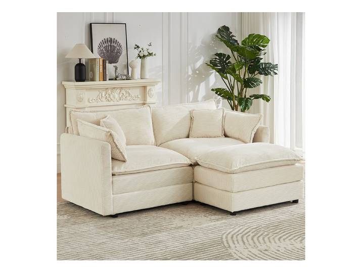 Jiexi Wohnlandschaft Modulares Sofa Kord Ecksofa Wohnlandschaft flexibel L- & U-Form