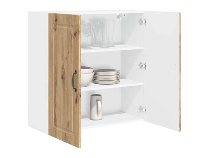 KTHLBRH Wandschrank PORTO Eiche Handwerk 80 x 31 x 80 cm Mehrschichtholz, 3 Einlegeböden, 2 Türen, Wandmontage, leicht zu reinigen