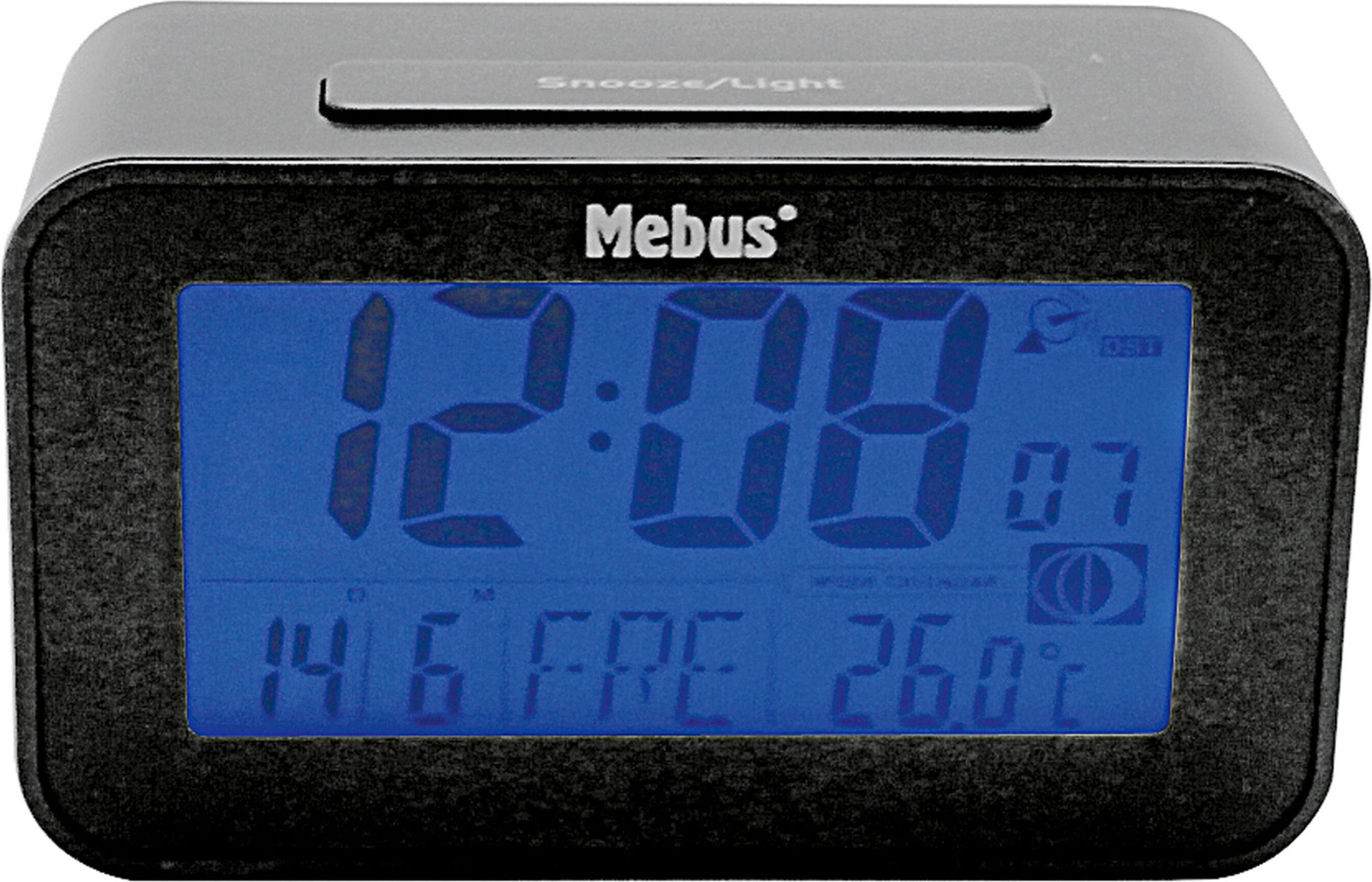 MEBUS Funkwecker digitaal anthrazit B/D/H: 12 x 7,1 x 4,8 cm