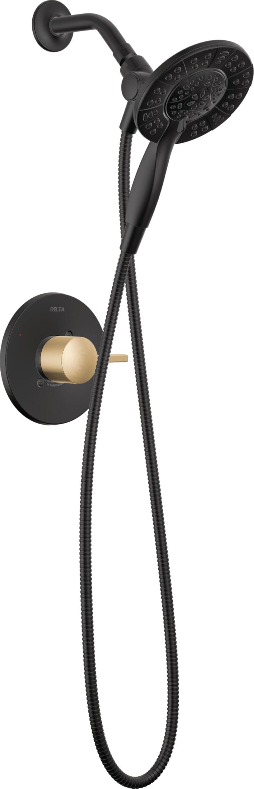 Duschset mit 1,75 GPM, 2-in-1 Dual Duschkopf, Mattschwarz/Champagnerbronze