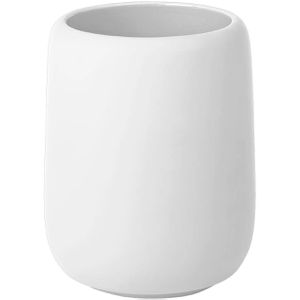 Blomus Zahnputzbecher Sono White, weiß, aus Keramik, 8,5 x 11 cm, 300 ml