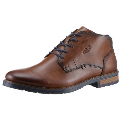 Schnürstiefelette RIEKER, Herren, Gr. 40, wärmend, bunt (braun, dunkelblau), Leder, used, Schuhe Schnürstiefelette, Business-Stiefelette, Schnürboots mit weicher Innensohle