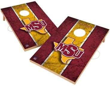 Skip's Garage Vintage Midwestern State Mustangs Regulation 2x4 Cornhole Set