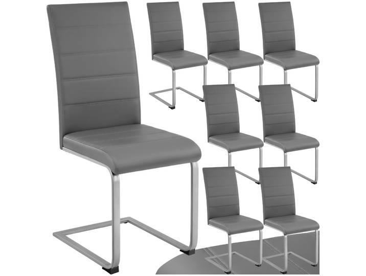 Schwingstühle, Kunstleder - grau, 8er Set