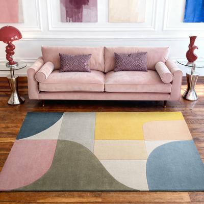Wollteppich TED BAKER "Curzon", bunt (creme multifarben), B:160cm H:17mm L:230cm, Wolle, Teppiche, Wolle, Naturteppich, Handgemacht, Wohnzimmer, Schlafzimmer, bunt