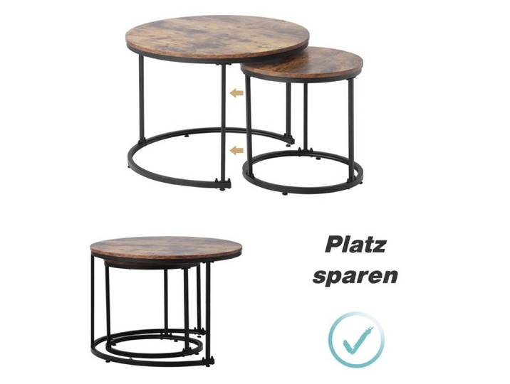 Table basse ronde 2 ensembles Table basse Salon Table basse 2 tables rondes (brun) En MDF 50 × 70.5 cm Marron