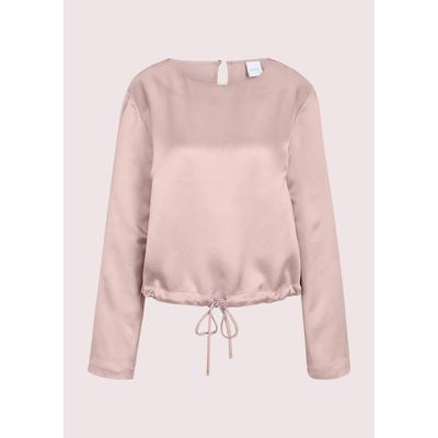 Langarmbluse MADELEINE "Blusenshirt Schlupfbluse mit Tunnelzug und Bindeband", Damen, Gr. 36, beige (cappuccino), Obermaterial: 72% Viskose CV. 28% Seide silk., Modern, Blusen, Bluse mit Tunnelzug und Bindeband