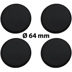 4 x Ø 64 mm Polymere Aufkleber / Schwarz / Nabenkappen, Felgendeckel