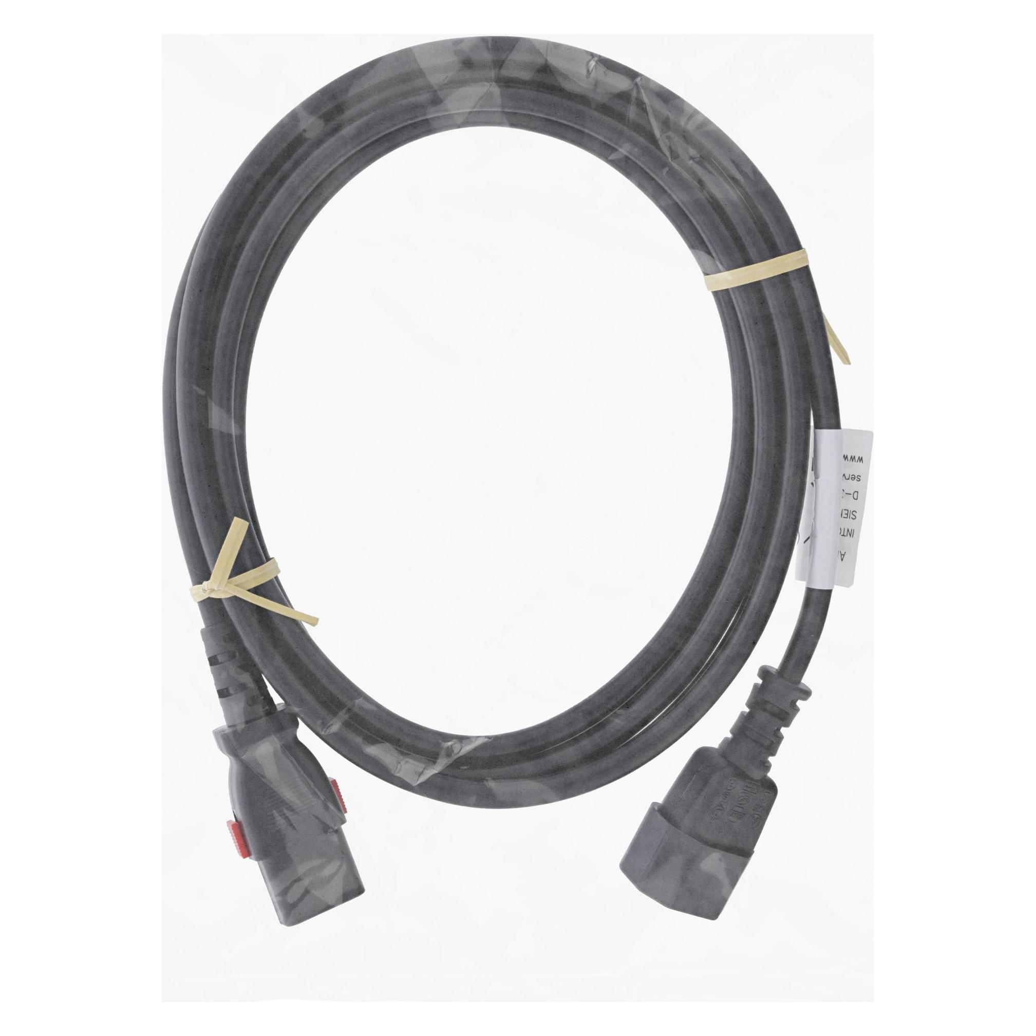 InLine Kaltgeräteverlängerung, C13 verriegelbar auf C14, schwarz, 5m (5 m, IEC 60906-1) (16935L)