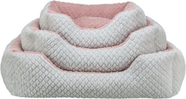 Trixie Kaline Mio Hondenbed, Grijs/Lichtroze, 50 x 40 cm, Omkeerbaar met Afneembare Hoes en Gestructureerd Pluche