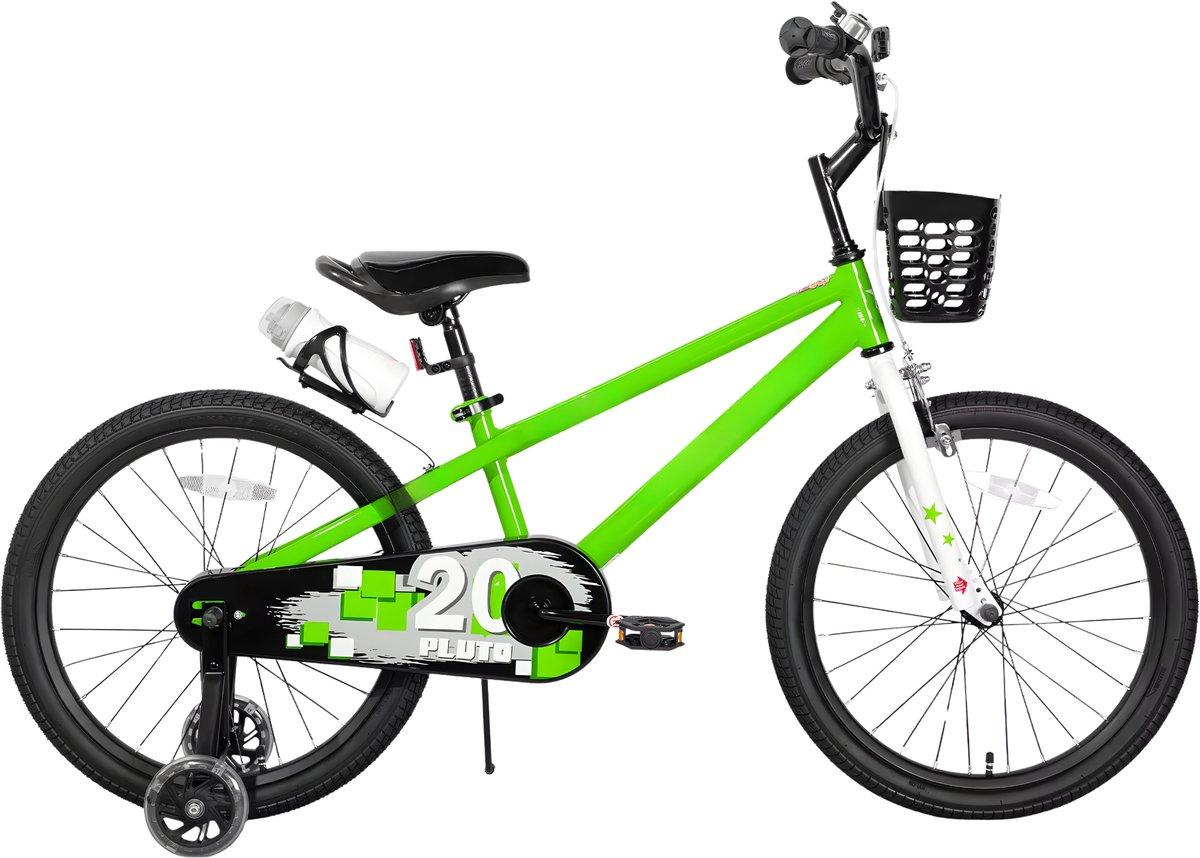 Kinderfahrrad 45 cm - 6-10 Jahre - mit leuchtenden Stützrädern & DIY Stickern - Grün