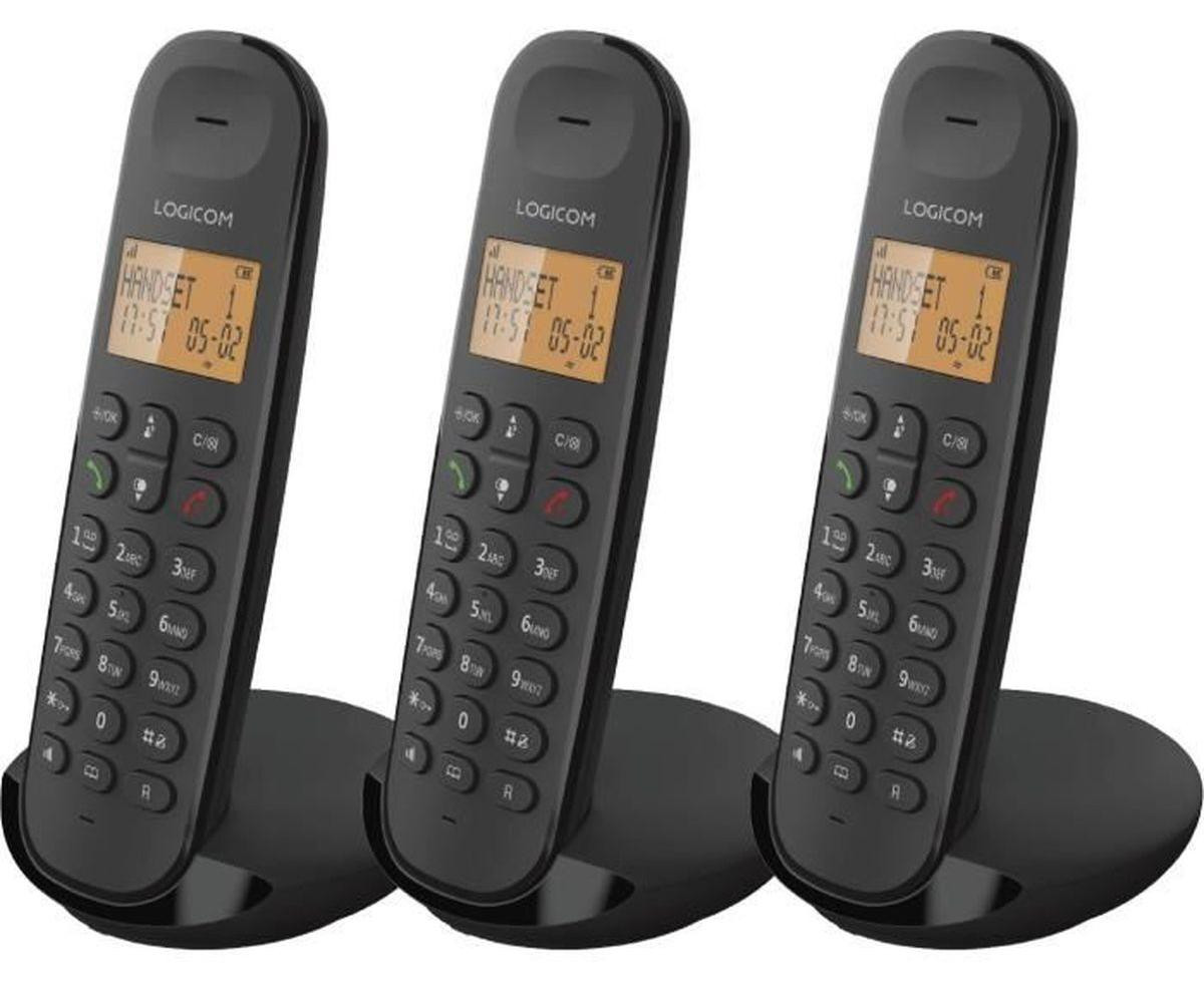 Logicom DECT Trio-telefoon ILOA 350 met handsfree functie, zwart