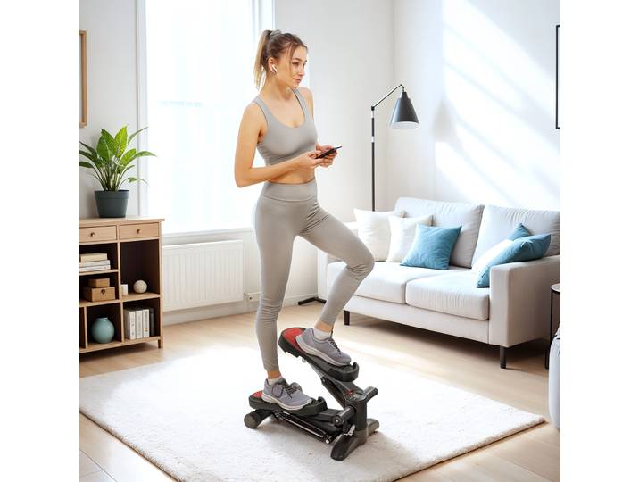 SPORTNOW Mini-Stepper Fitness Compact avec LCD et Pédales Noir