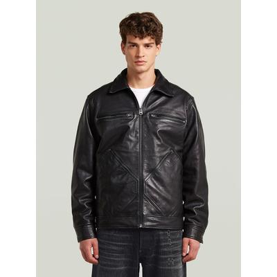 Bomberjacke G-STAR "Leather Bomberjacke", Herren, Gr. XL, dk schwarz, Obermaterial: 100% Leder, Jacken Bomberjacke