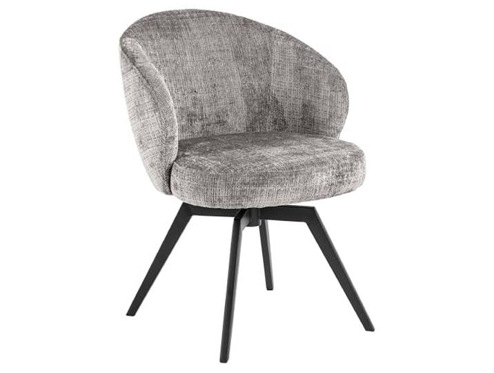 AC Design Furniture Signe Esszimmerstuhl mit Armlehne, Juto Stoff grau, Gestell matt schwarz rau pulverbeschichtet Stahl, Auto rückführung, drehfunktion, Reissverschluss und taschenfedern