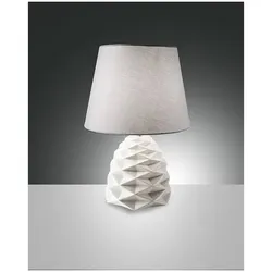 Fabas Luce Duchessa Tischleuchte E27 1x60W Metall- Keramik- und Textilstruktur weiß