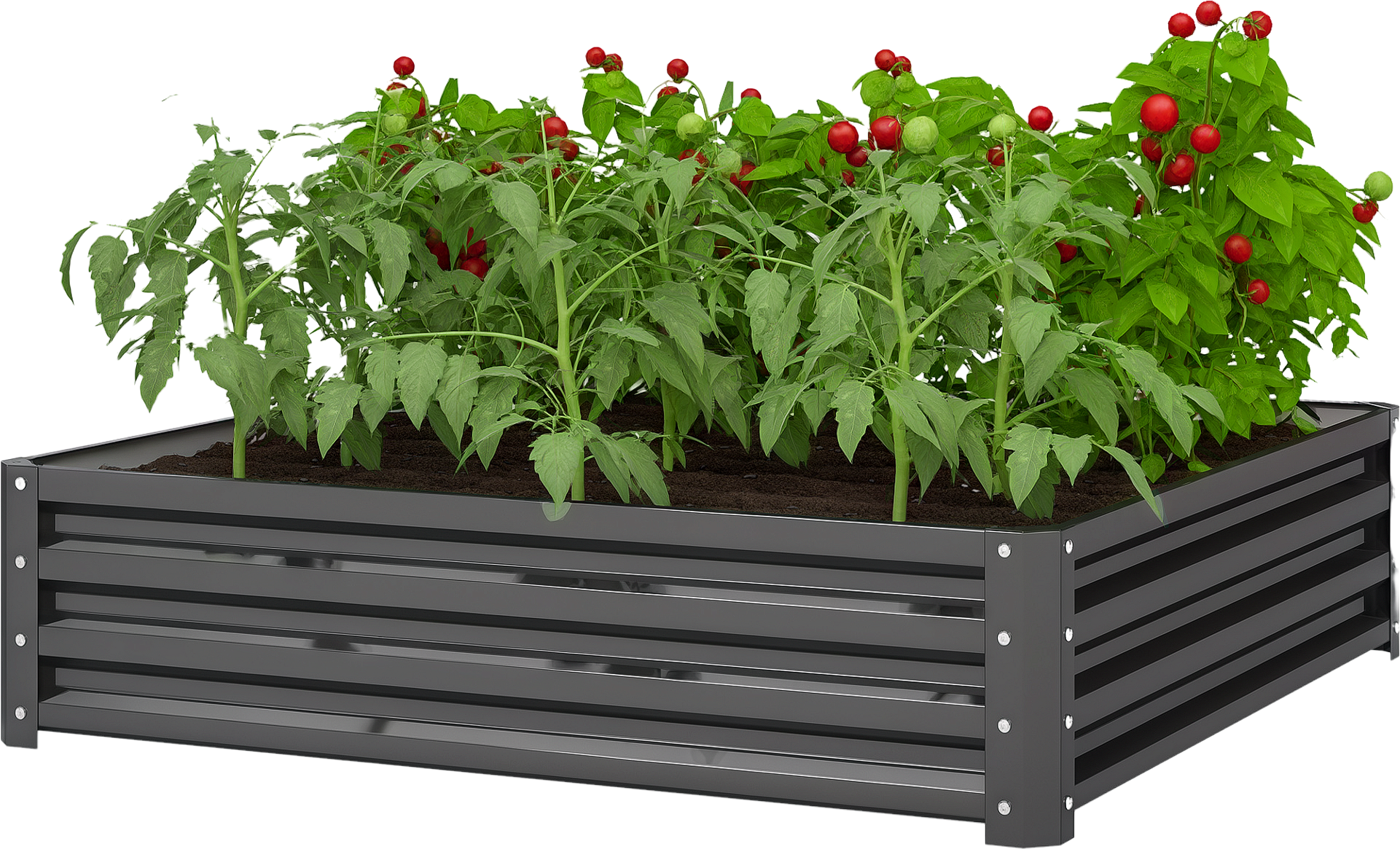 Outsunny Fioriera da giardino, fioriera con struttura in acciaio, Grigio Chiaro, 120 x 120 x 30 cm   Aosom Italy