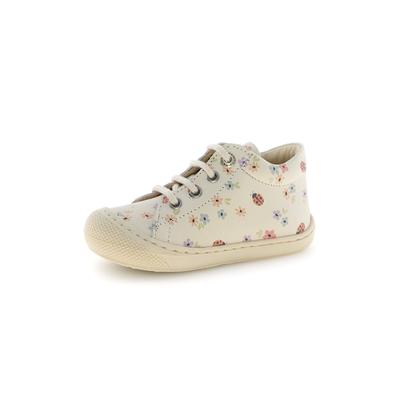 Lauflernschuh NATURINO "COCOON CALF", Baby, Gr. 26, bunt (sanftes weiß), Leder, geblümt, Schuhe Lauflernschuh, Babyschuh, Sneaker, Größenschablone zum Download