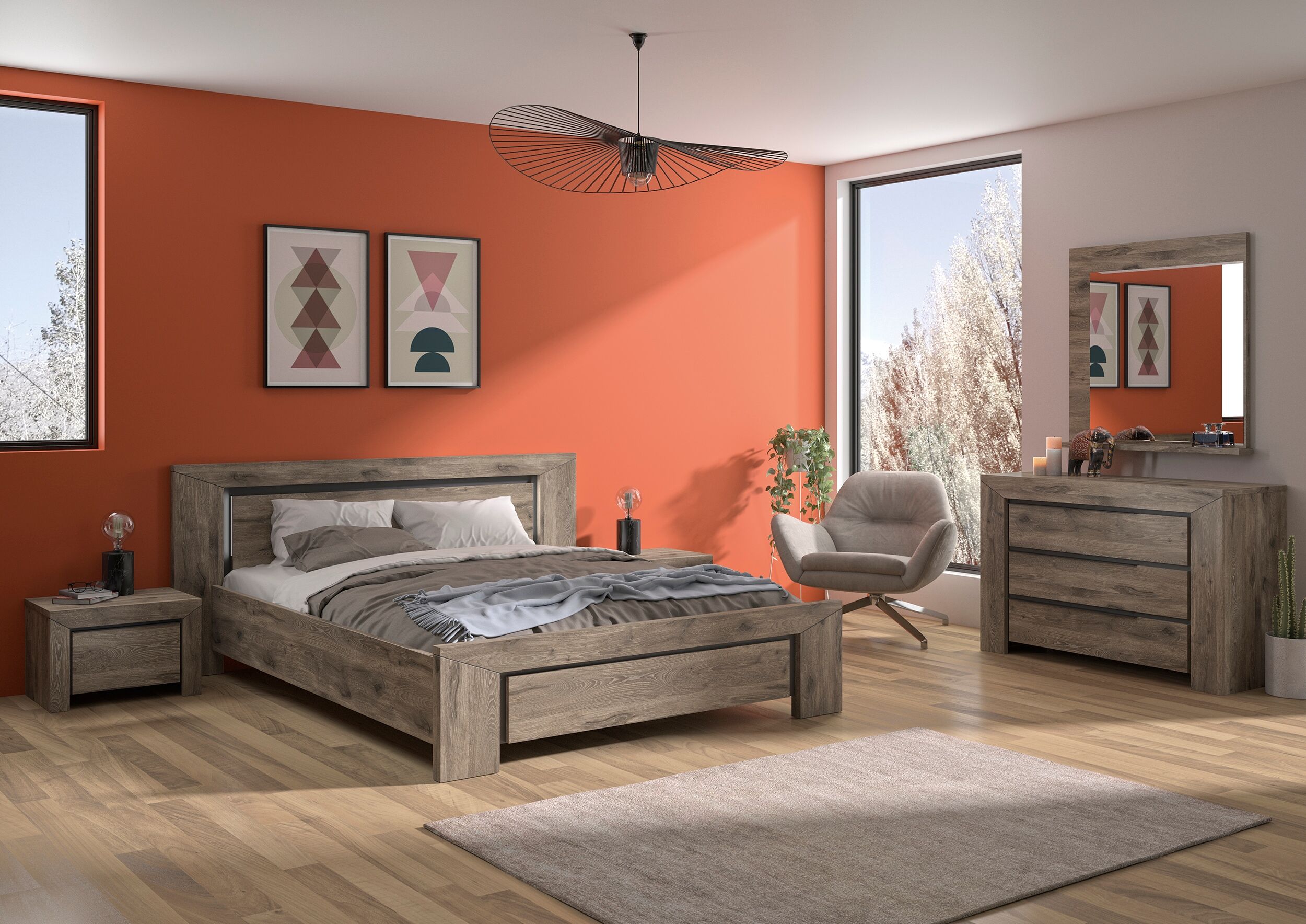 Jugendbett GAMI "Brugge", braun (eiche braun, eiche braun, eiche braun), B:177cm H:88cm L:210cm, Betten, Jugendbett, In 2 Farben erhältlich eiche braun, eiche braun, eiche braun Liegefläche Länge B: 200cm x 140cm, Höhe Bett: 88cm Höhe Bettseite: 37cm Höhe