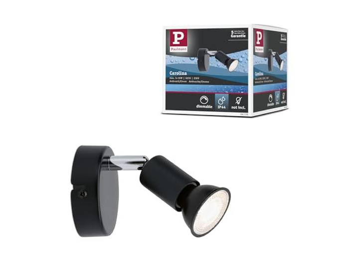 Paulmann 66750 Spot Carolina IP44 max. 10 watts gradable spot de plafond Anthracite\, Chrome éclairage de plafond Métal spot pour plafond GU10