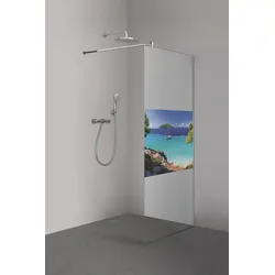 Sprinz Walk-In-Duschkabine Freistehende Scheibe mit Digitaldruck teilflächig im Schambereich „Inloop Color“ B: 1200 mm H: 2100 mm