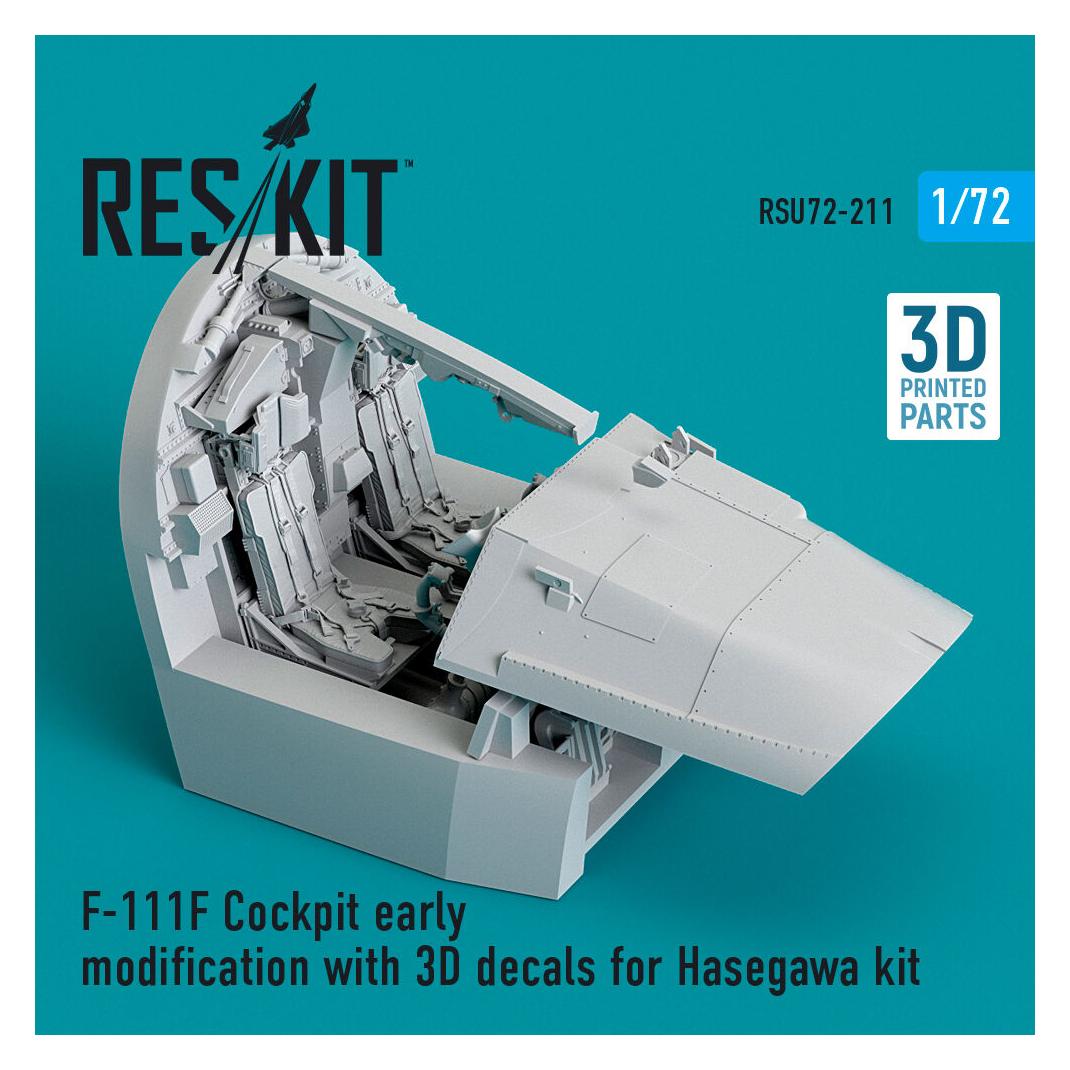 ResKit F-111F Cockpit early modification with 3D decals for Hasegawa kit (3D Printed) (RSU72-0211)