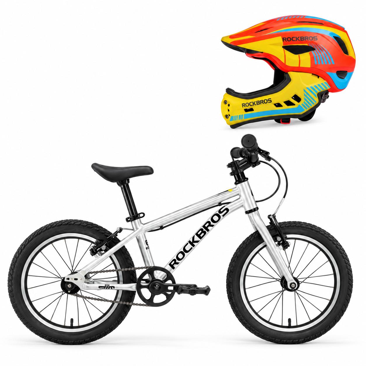 ROCKBROS Darwin Kinderfahrrad 20 Zoll mit Riemenantrieb und Fahrradhelm Orange Gelb Blau Größe S