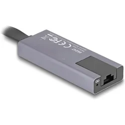 Delock USB Typ-A Adapter zu 2,5 Gigabit LAN slim (USB, RJ45 2.5 Gigabit Ethernet (1x)), Netzwerk Adapter, Grau